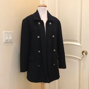 Vintage 70s RIDE  navy wool blend pea coat